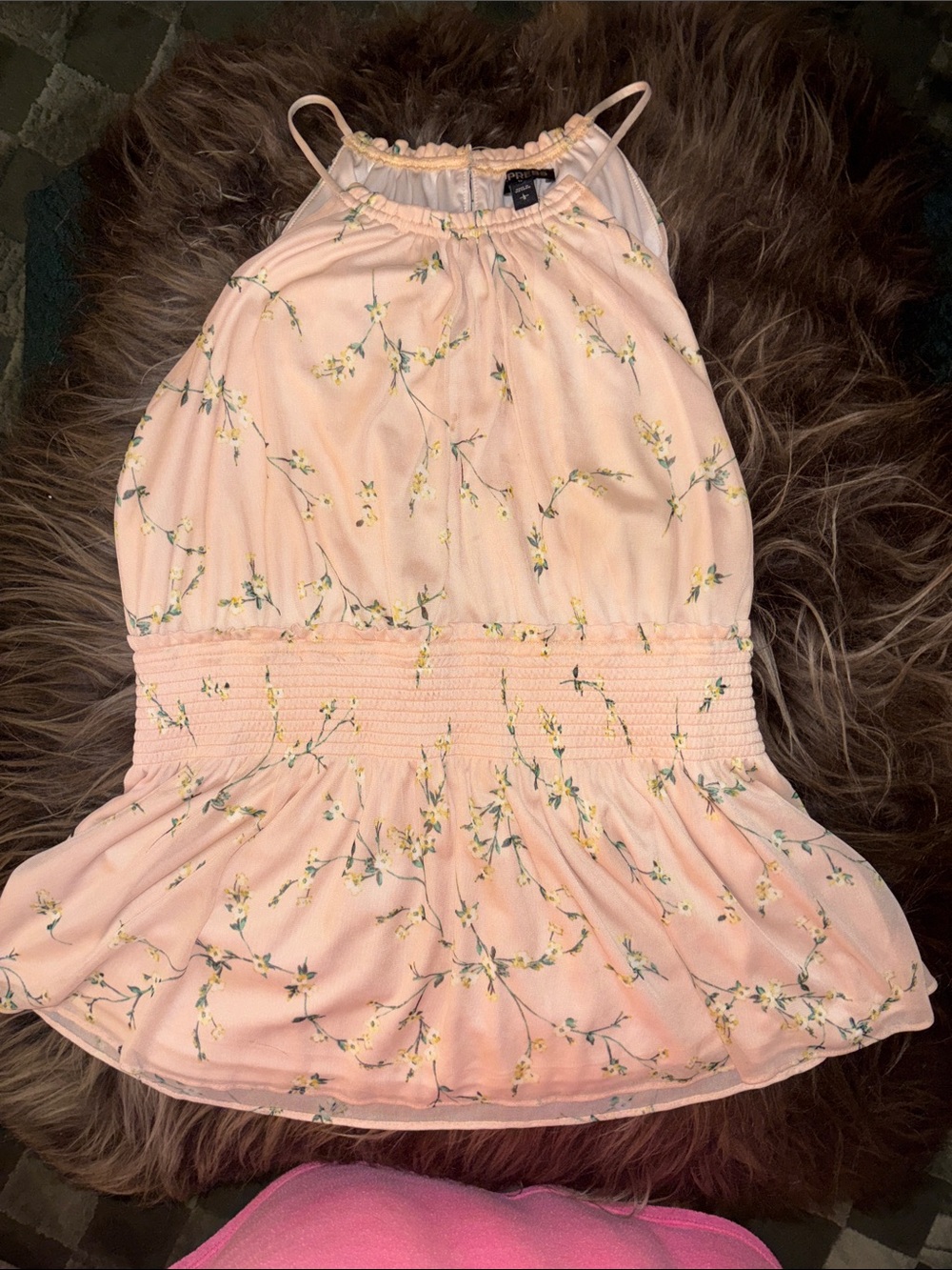 Express Pink Floral Halter peplum Tank Top